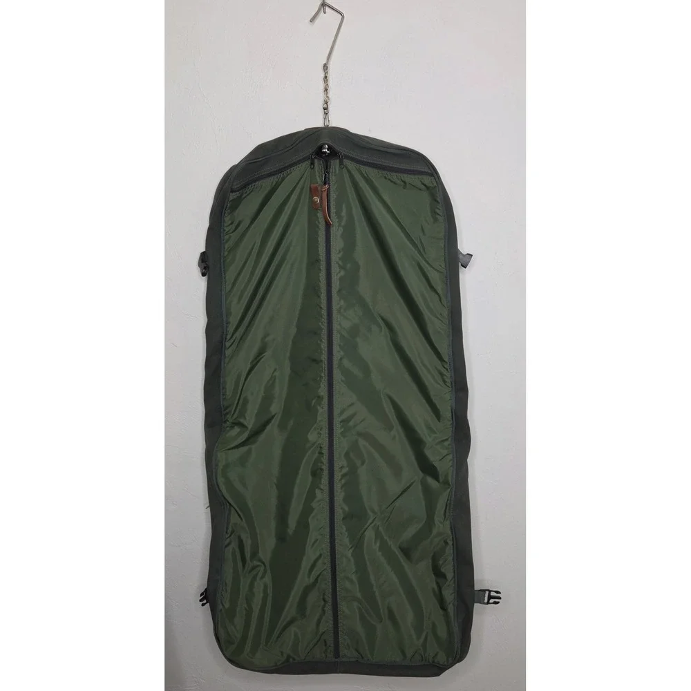 Vintage Orvis Battenkill Garment Bag Travel Luggage Green Canvas Brown Leather